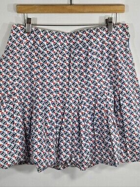 Maeve Anthropologie Women's Pleated Geo-Print Mini Skirt White Multi